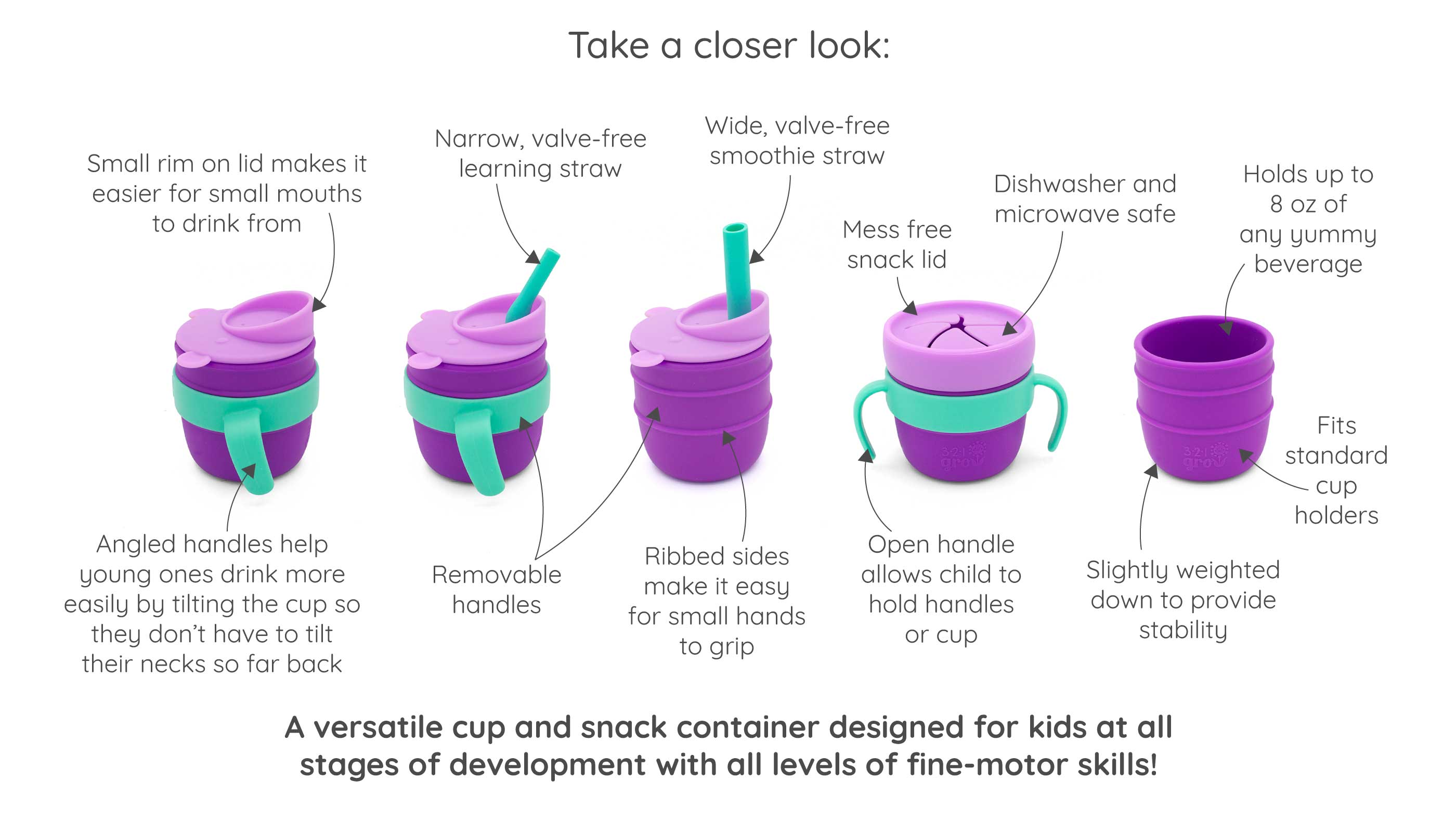 easy learn drink and snack set features