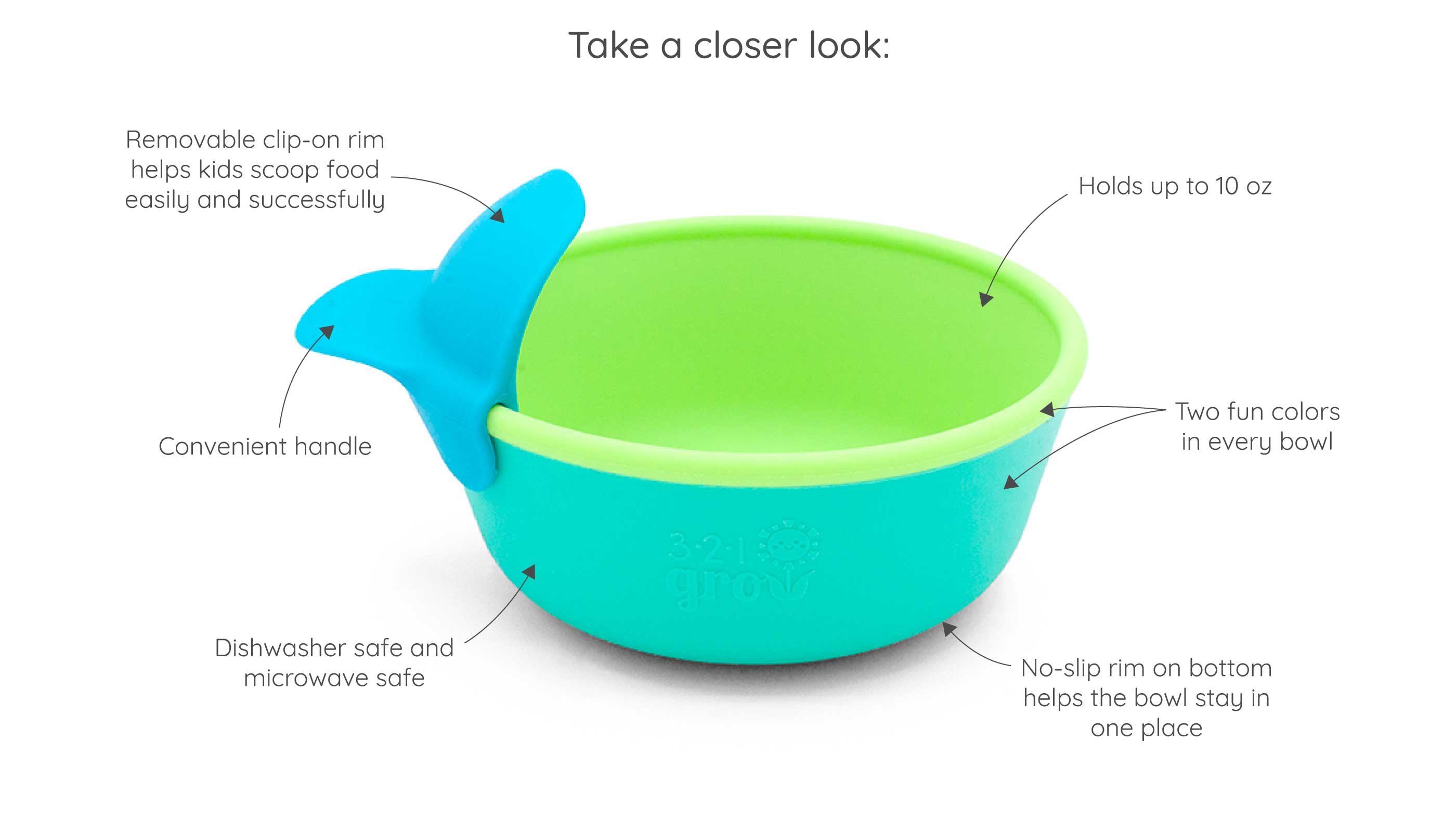 easy scoop and hold bowl set features