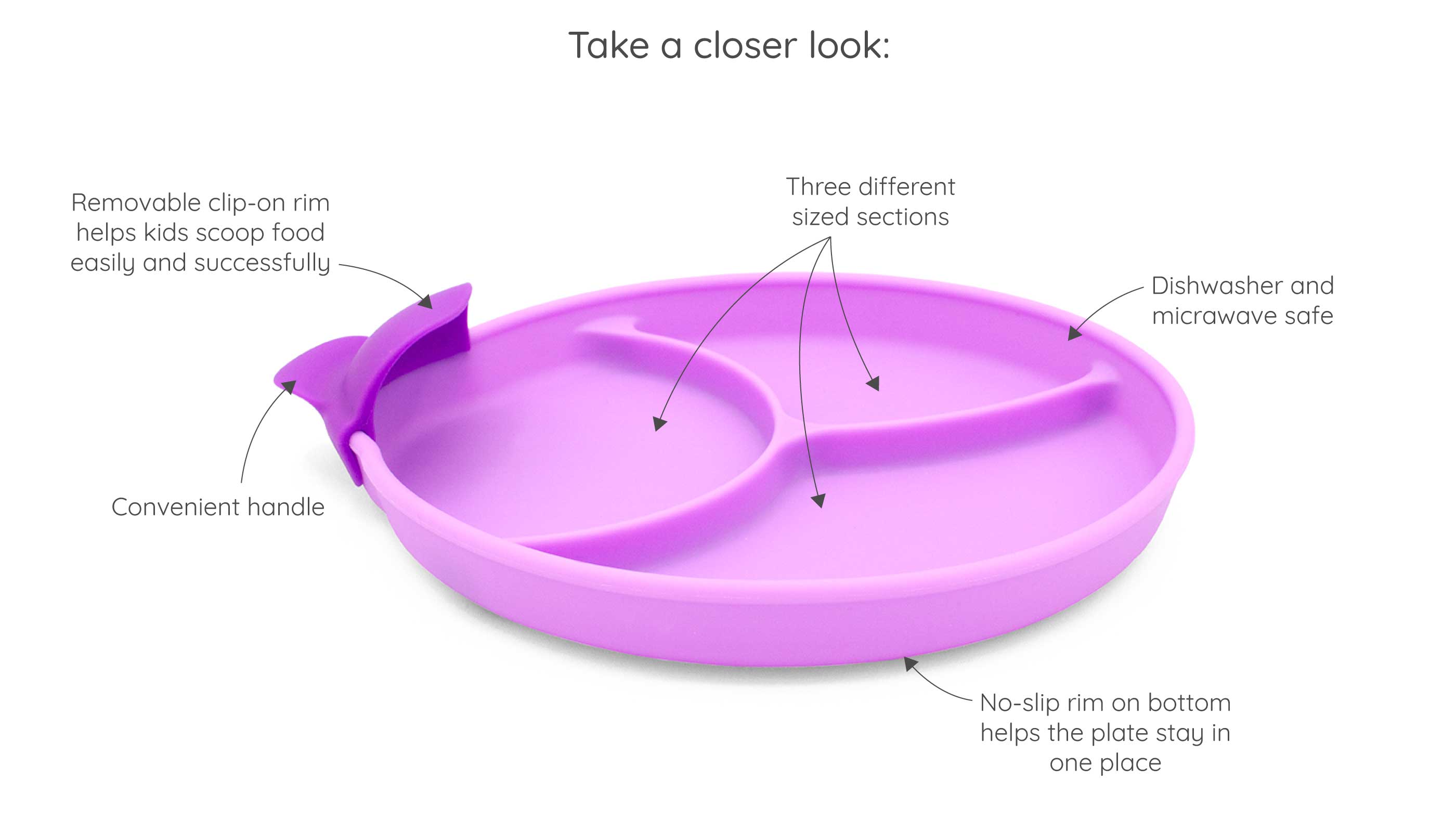 easy scoop and hold plate set features